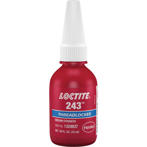 Threadlocker 243 Oil Tolerant, Blue, Medium, 10 ml, Bottle Cintas