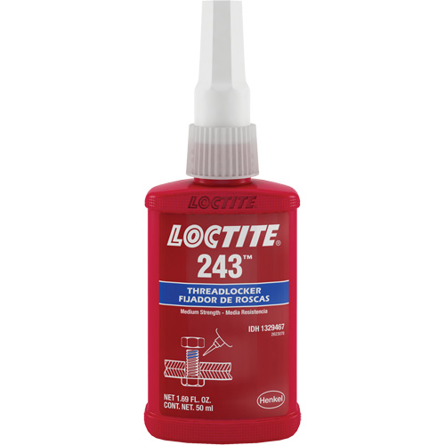Threadlocker 243 Oil Tolerant, Blue, Medium, 50 ml, Bottle Cintas