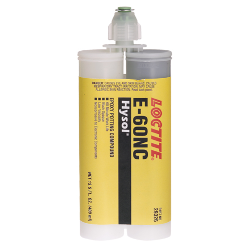 Adh&eacute;sifs structuraux non corrosifs pour les composants &eacute;lectriques E-60NC, 400 ml, Cartouche double, Deux composants, Noir Cintas