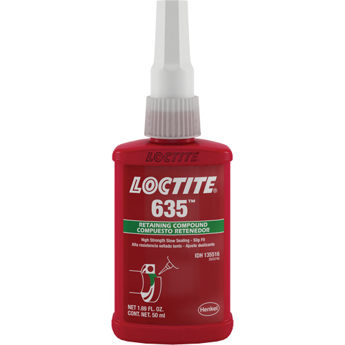 Loctite&reg; 635 Retaining Compound, 50 ml, Bottle, Green Cintas