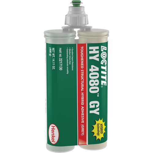 Adh&eacute;sif hybride pour r&eacute;parations structurales HY 4080 GY, Deux composants, Cartouche double, 400 g, Gris Cintas