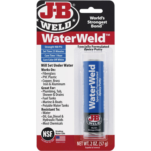 Colle &eacute;poxyde WaterWeld, 2 oz, B&acirc;ton, Blanc cass&eacute; Cintas