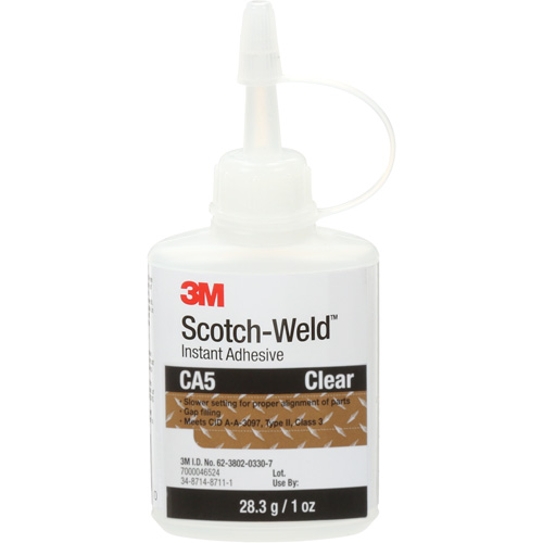 Adh&eacute;sif instantan&eacute; CA5 Scotch-Weld, Transparent, Bouteille, 1 oz Cintas
