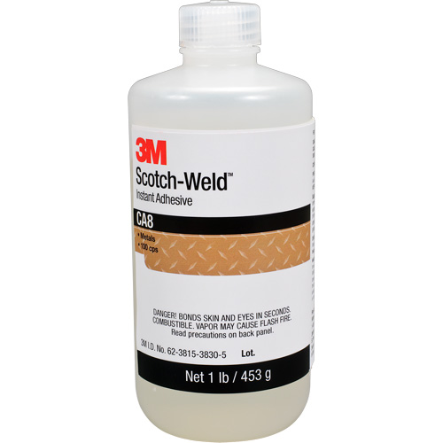 Adh&eacute;sif instantan&eacute; CA8 Scotch-Weld, Transparent, Bouteille, 1 lb Cintas