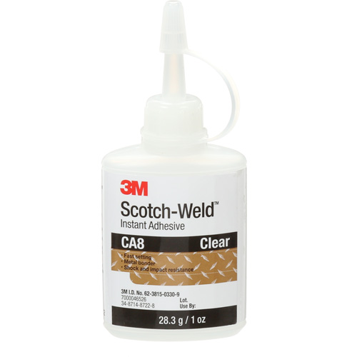 Adh&eacute;sif instantan&eacute; CA8 Scotch-Weld, Transparent, Bouteille, 1 oz Cintas