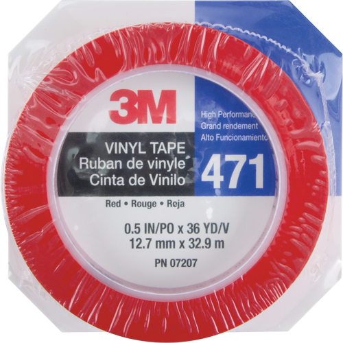 471 Vinyl Tape, 12 mm (1/2") W x 32.9 m (108') L, 5.3 mils, Red Cintas