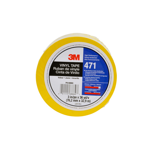 471 Vinyl Tape, 12 mm (1/2") W x 32.9 m (108') L, 5.2 mils, Yellow Cintas