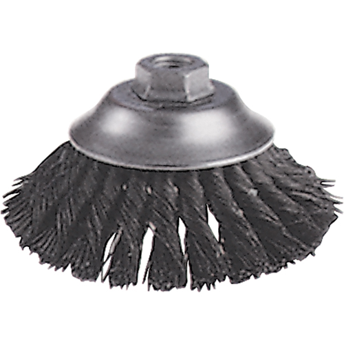Knot Wire Cup Brushes - Flared Cup Brush, 6" Dia., 0.02" Fill, 5/8"-11 Arbor, Steel Cintas