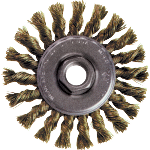 High Speed Small Grinder Knot Wire Wheel Brush, 5" Dia., 0.02" Fill, 5/8"-11 Arbor, Steel Cintas