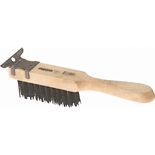 Straight Handle Scratch Brushes With Scraper, Steel, 4 x 11 Wire Rows, 11-3/8" Long Cintas