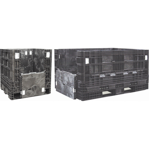 Conteneurs repliables en poly&eacute;thyl&egrave;ne, 30" lo x 32" la x 34" h, Noir Cintas