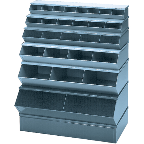 Bacs sectionnels superposables, Cap. 100 lb, 37" la x 15-1/2" p x 6" h, Bleu Cintas