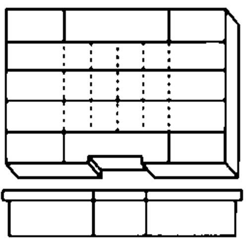 Boîte &agrave; compartiments, Plastique, 15-1/2" la x 11-3/4" p, 2-1/2" h, Gris Cintas