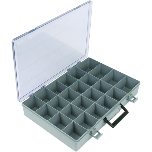Boîte &agrave; compartiments, Plastique, 24 compartiments, 15-1/2" la x 11-3/4" p, 2-1/2" h, Gris Cintas