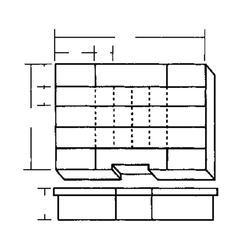 Boîte &agrave; compartiments, Plastique, 24 compartiments, 15-1/2" la x 11-3/4" p, 2-1/2" h, Gris Cintas