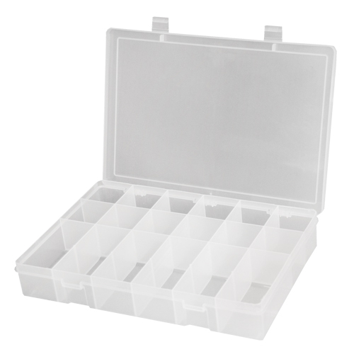 Boîtes &agrave; compartiments compactes en polypropyl&egrave;ne, 11" la x 6-3/4" p x 1-3/4" h, 18 compartiments Cintas