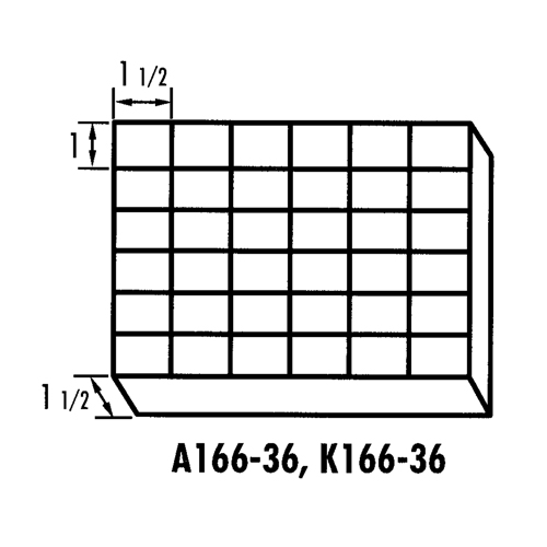 K-Resin Compartment Box, Plastic, 36 Slots, 6-9/16" W x 9-5/8" D x 1-1/2" H, Transparent Cintas