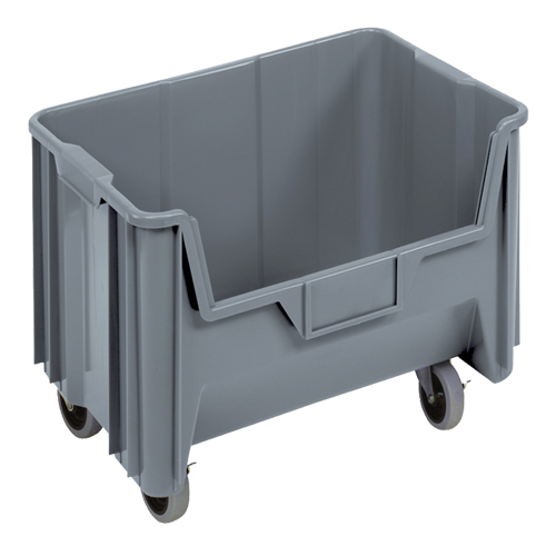 Bac g&eacute;ant mobile empilable, 12-7/16" ha x 19-7/8" la x 15-1/4" p, Capacit&eacute; de 250 lb, Gris Cintas