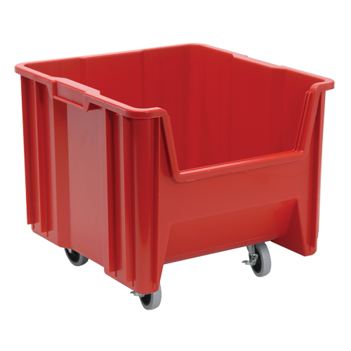 Bac g&eacute;ant mobile empilable, 12-1/2" ha x 16-1/2" la x 17-1/2" p, Capacit&eacute; de 250 lb, Rouge Cintas