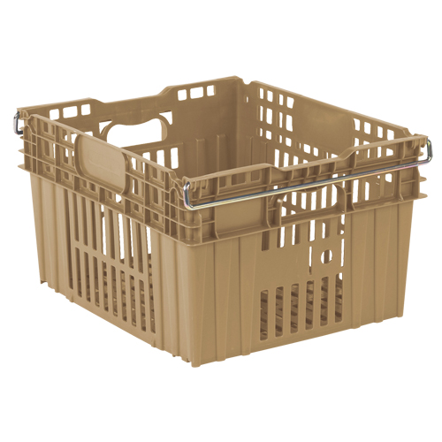Contenant en plastique empilable Stack-N-Nest pour l'agriculture, 20" x 24" x 13,4", Beige Cintas