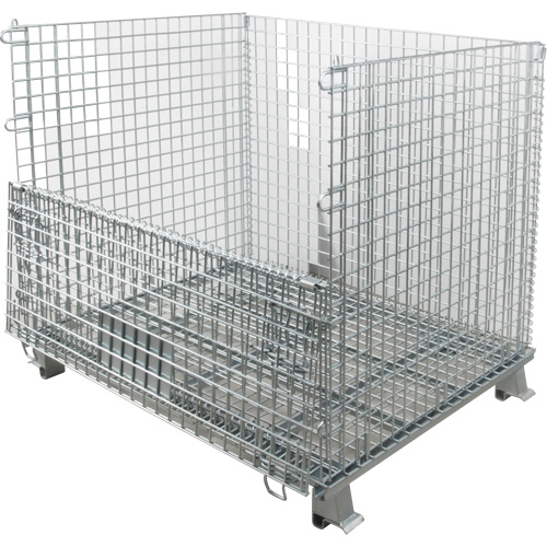 Conteneur repliable en m&eacute;tal grillag&eacute;, 40" la x 32" p x 34" h, Capacit&eacute; de 4000 lb Cintas