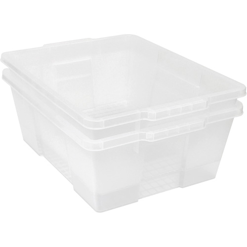 Contenant avec loquets en plastique,  la x 21" p x 7,75" h, Transparent Cintas