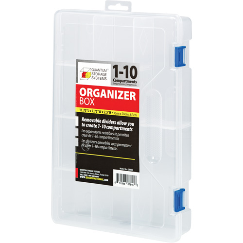 Boîte &agrave; compartiments en plastique, 7,75" la x 11,75" p x 2,2" h, 10 compartiments Cintas