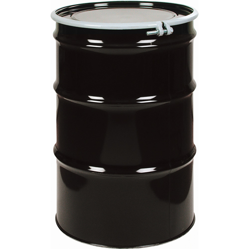 Steel Drums, 55 US gal (45 imp. gal.), Lined, Black, Open Top, 1A2/Y275/S, 18 - 20 Gauge Cintas