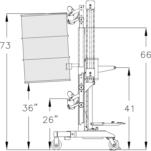 Ergonomic Drum Handler High Reach - DM-1100-HR, 30 - 85 US Gal. (25 - 70 Imperial Gal.) Cintas