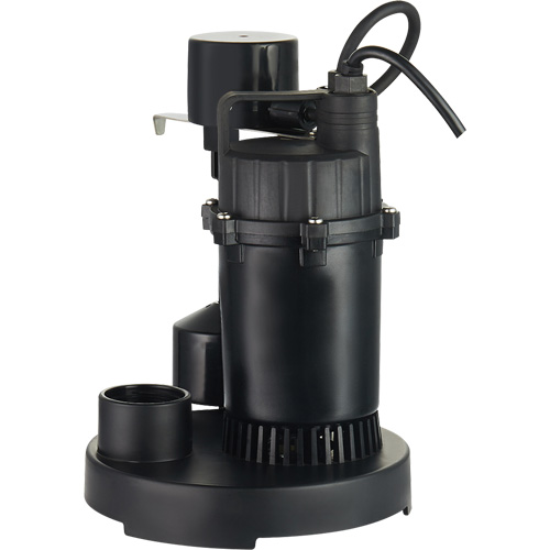 Pompe de puisard submersible thermoplastique, 2560 gal./h, 115 V, 4,6 A, 1/3 CV Cintas