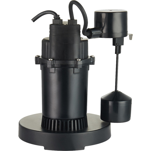 Pompe de puisard submersible thermoplastique, 2560 gal./h, 115 V, 4,6 A, 1/3 CV Cintas