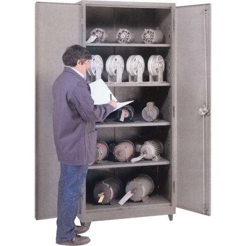 Heavy Gauge Storage Cabinets, Steel, 3 Shelves, 60" H x 36" W x 21" D, Grey Cintas