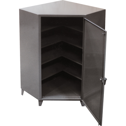 Corner Cabinets, Steel, 4 Shelves, 72" H x 48" W x 24" D, Grey Cintas