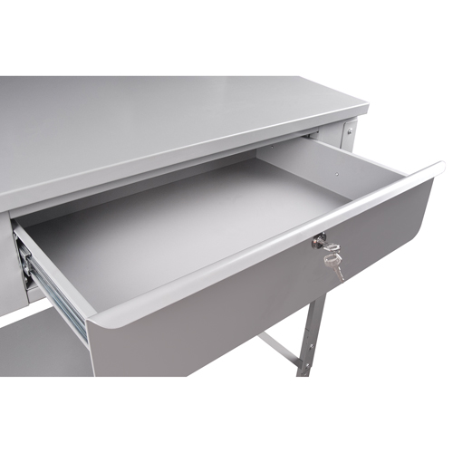 Open Floor Style Shop Desk, 34-1/2" W x 30" D x 53" H, Grey Cintas