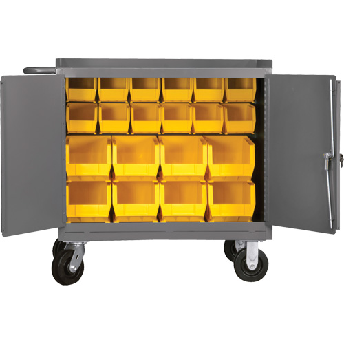 Mobile Workbench Cabinet with Bins, Steel Surface Cintas