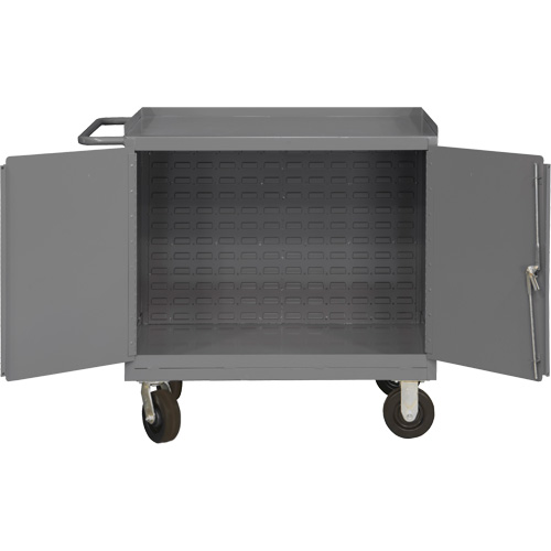 Mobile Workbench Cabinet with Louvered Panel Back, Steel Surface Cintas
