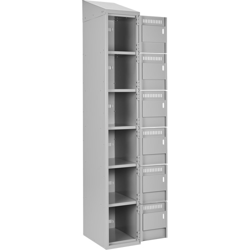Clean Line Lockerette , 6 -tier, Bank of 4, 48" x 18" x 78", Steel, Grey, Rivet (Assembled) Cintas