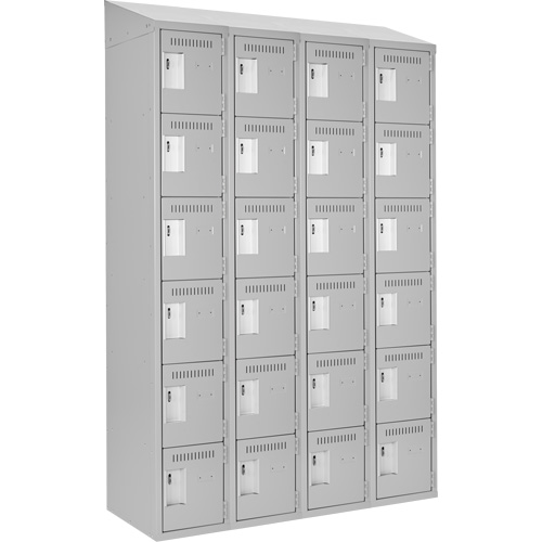 Clean Line Lockerette , 6 -tier, Bank of 4, 48" x 18" x 78", Steel, Grey, Rivet (Assembled) Cintas