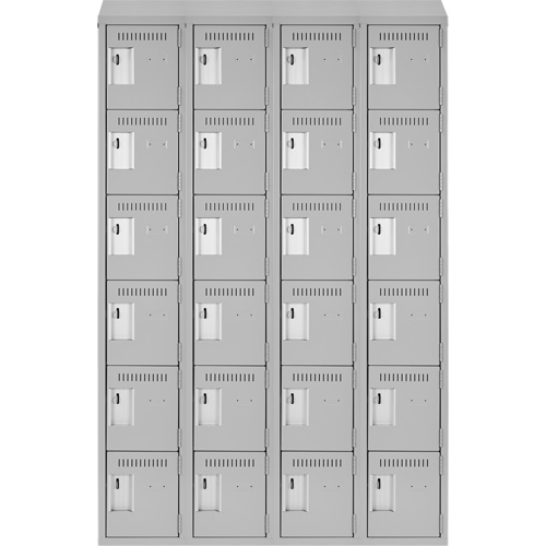 Clean Line Lockerette , 6 -tier, Bank of 4, 48" x 18" x 78", Steel, Grey, Rivet (Assembled) Cintas
