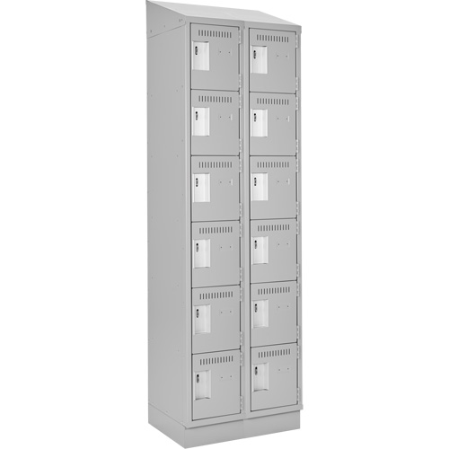Clean Line Lockerette, 6 -tier, Bank of 2, 24" x 18" x 82", Steel, Grey, Rivet (Assembled) Cintas