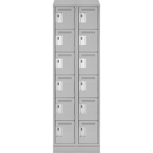 Clean Line Lockerette, 6 -tier, Bank of 2, 24" x 18" x 82", Steel, Grey, Rivet (Assembled) Cintas