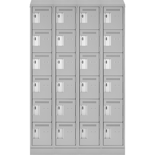 Clean Line Lockerette, 6 -tier, Bank of 4, 48" x 18" x 82", Steel, Grey, Rivet (Assembled) Cintas