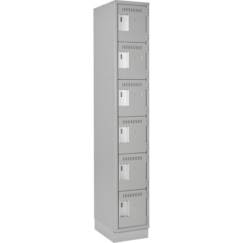 Clean Line Lockerette, 6 -tier, 12" x 18" x 76", Steel, Grey, Rivet (Assembled) Cintas