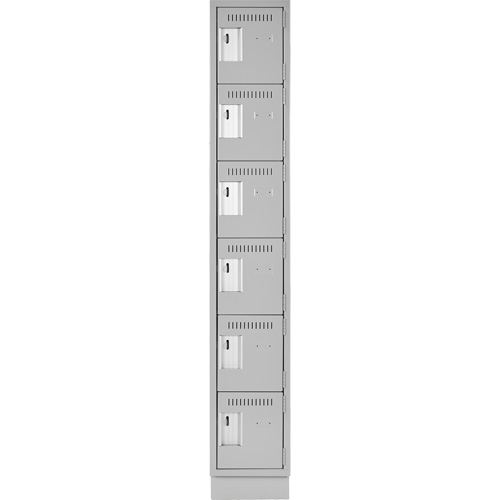 Clean Line Lockerette, 6 -tier, 12" x 18" x 76", Steel, Grey, Rivet (Assembled) Cintas