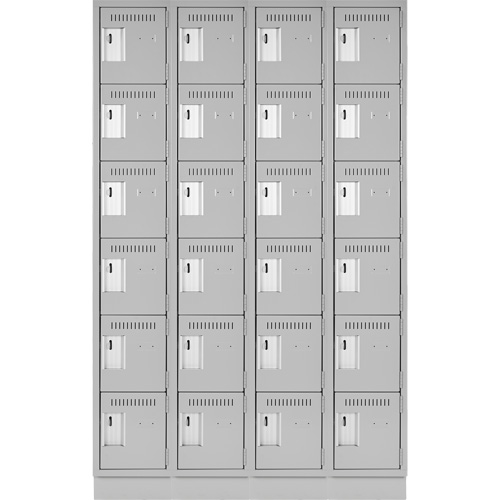 Clean Line Lockerette, 6 -tier, Bank of 4, 48" x 18" x 76", Steel, Grey, Rivet (Assembled) Cintas