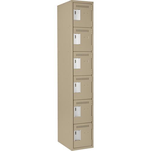 Clean Line Lockerette, 6 -tier, 12" x 18" x 72", Steel, Beige, Rivet (Assembled) Cintas