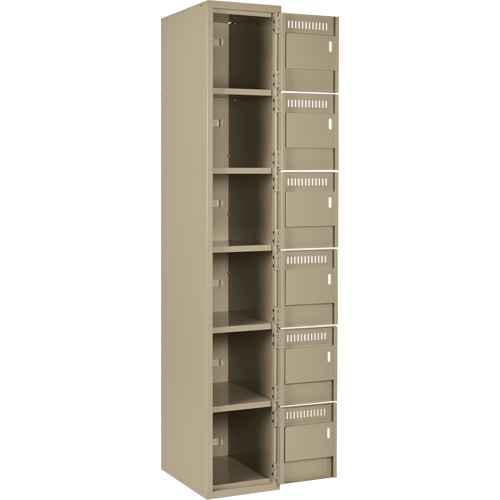 Clean Line Lockerette, 6 -tier, Bank of 3, 36" x 18" x 72", Steel, Beige, Rivet (Assembled) Cintas