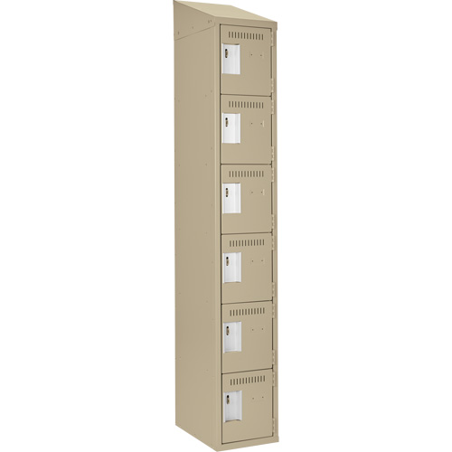 Clean Line Lockerette, 6 -tier, 12" x 18" x 78", Steel, Beige, Rivet (Assembled) Cintas