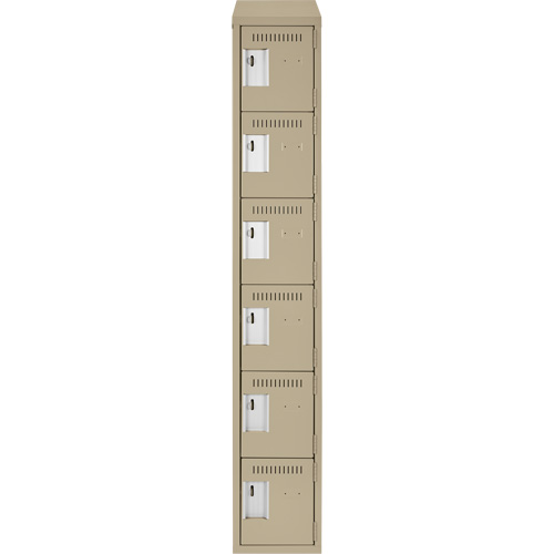 Clean Line Lockerette, 6 -tier, 12" x 18" x 78", Steel, Beige, Rivet (Assembled) Cintas