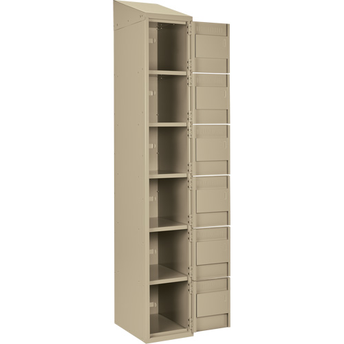 Clean Line Lockerette, 6 -tier, Bank of 4, 48" x 18" x 78", Steel, Beige, Rivet (Assembled) Cintas